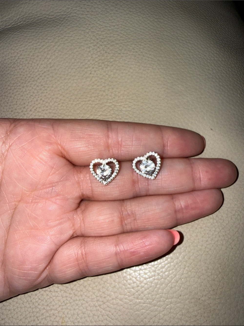 Sparkling Heart Halo Stud Earrings - Clear Crystal Silver Tone